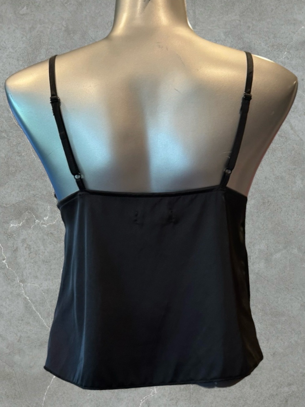 $10 Add-on | Black Satin Lace-Trim Camisole - Picture 4 of 14